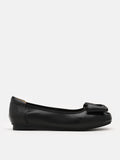 PAZZION, Jan Buckle Bow Square-Toe Flats, Black