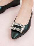 PAZZION, Jannat Jewel Buckle Foldable Flats, Darkgreen