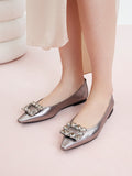 PAZZION, Jannat Jewel Buckle Foldable Flats, Pewter
