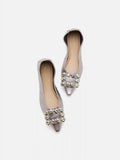 PAZZION, Jannat Jewel Buckle Foldable Flats, Pewter