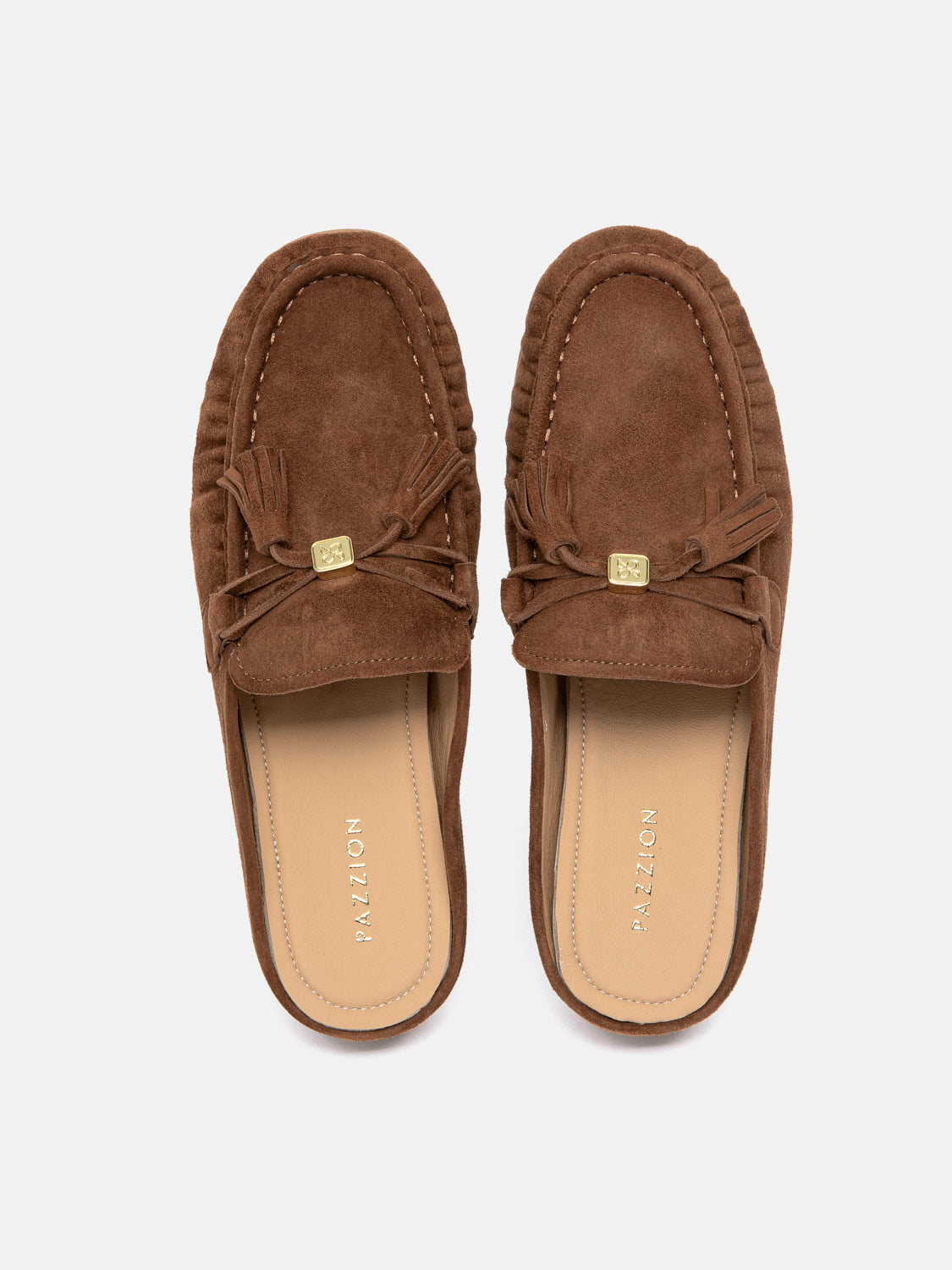 PAZZION, Jean Bow Suede Mules, Darkbrown