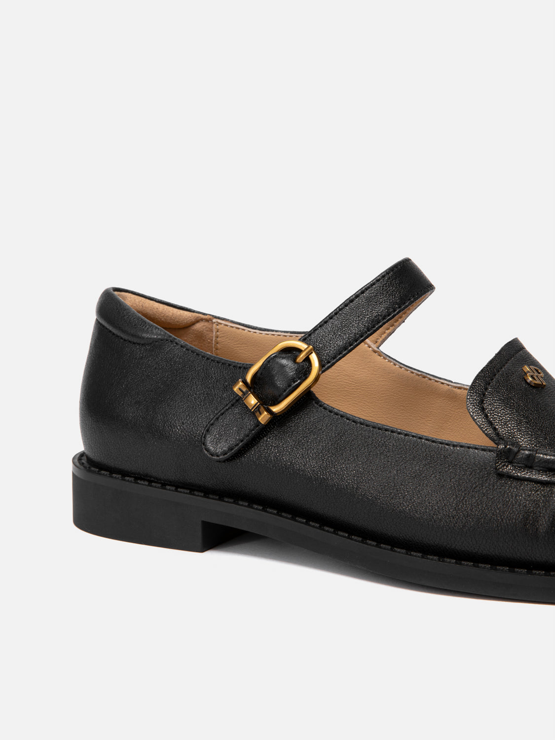 PAZZION, Jessie Leather Mary Jane Loafers, Black