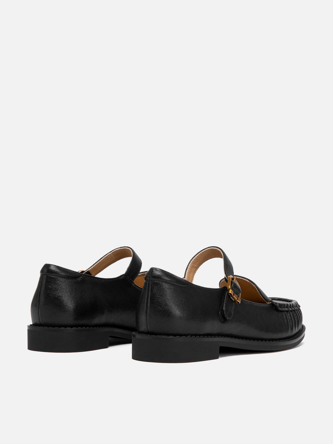 PAZZION, Jessie Leather Mary Jane Loafers, Black