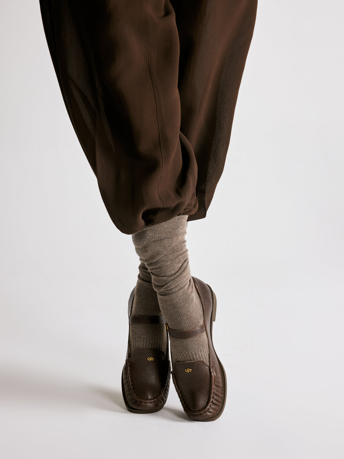 PAZZION, Jessie Leather Mary Jane Loafers, Darkbrown