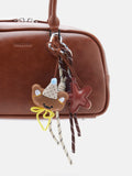 PAZZION, Joie Elongated Handle Shoulder Bag, Brown