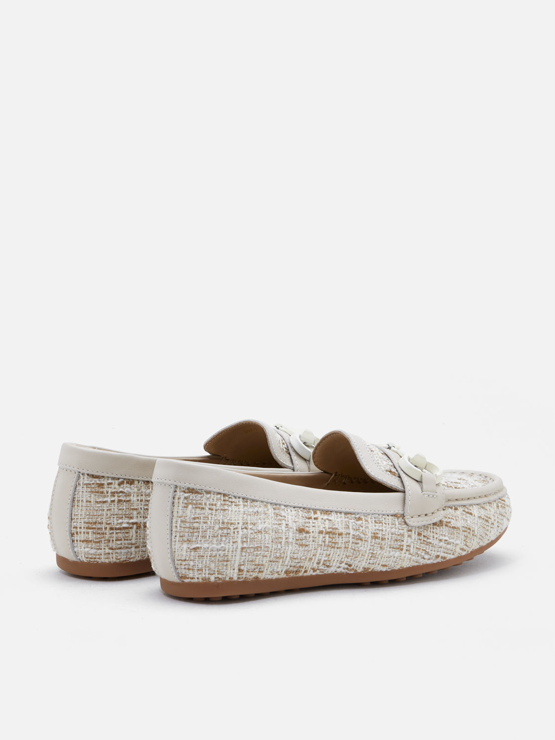 PAZZION, Jovielle Buckled Tweed Moccasin, Beige