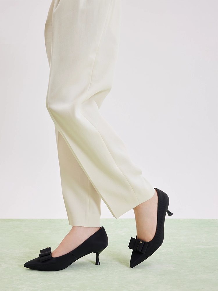 PAZZION, Jream Twin Bow Heels, Black