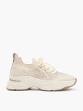 PAZZION, Kailani Crystal Embellished Flyknit Sneakers, Beige