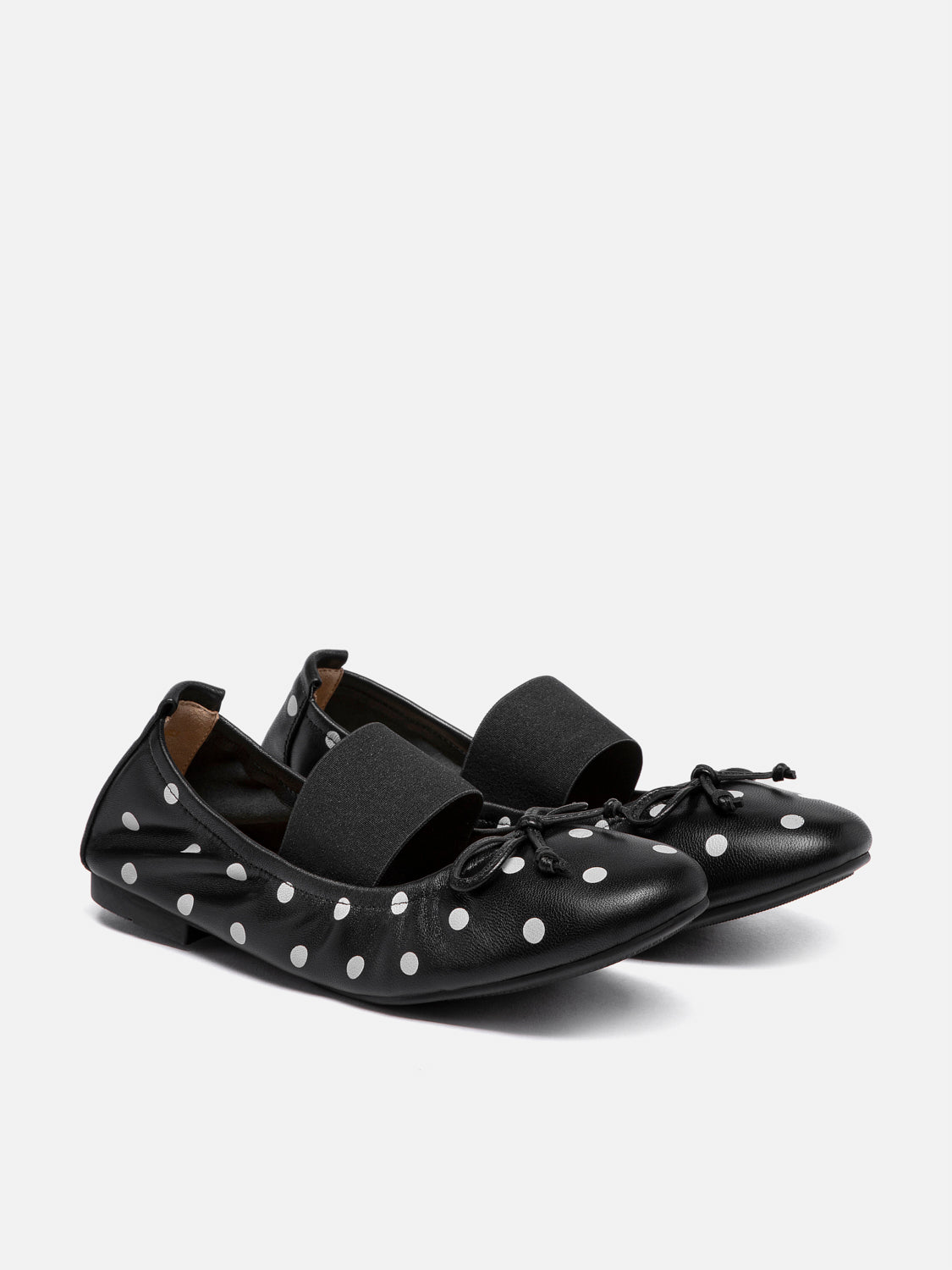 PAZZION, Kalina Polka Dot Leather Mary Janes, Black