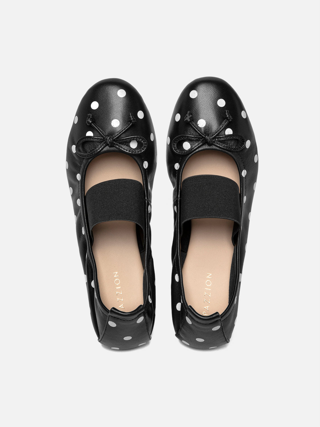 PAZZION, Kalina Polka Dot Leather Mary Janes, Black