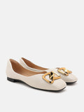 Kaori Gold Buckle Covered Flats