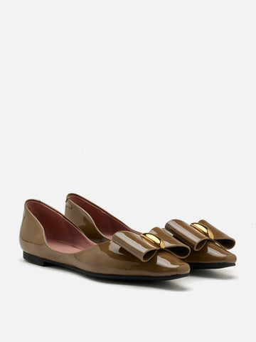 Kara Gold Accented Sculpted Bow Patent Flats