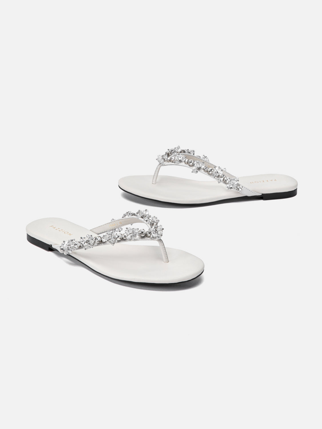 PAZZION, Karessia Diamante Embellished Sandals, Beige