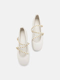 PAZZION, Kassandra Strappy Ballet Flats, White