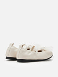 PAZZION, Katie Tulle Bow Mary Janes, Beige