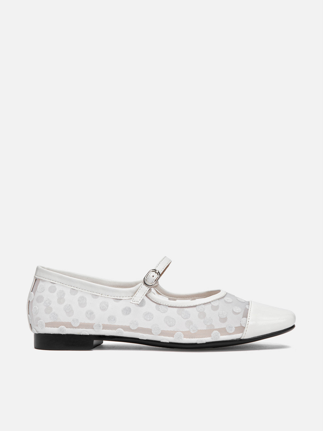 PAZZION, Kenzie Polka Dot Mesh Mary Janes, Beige