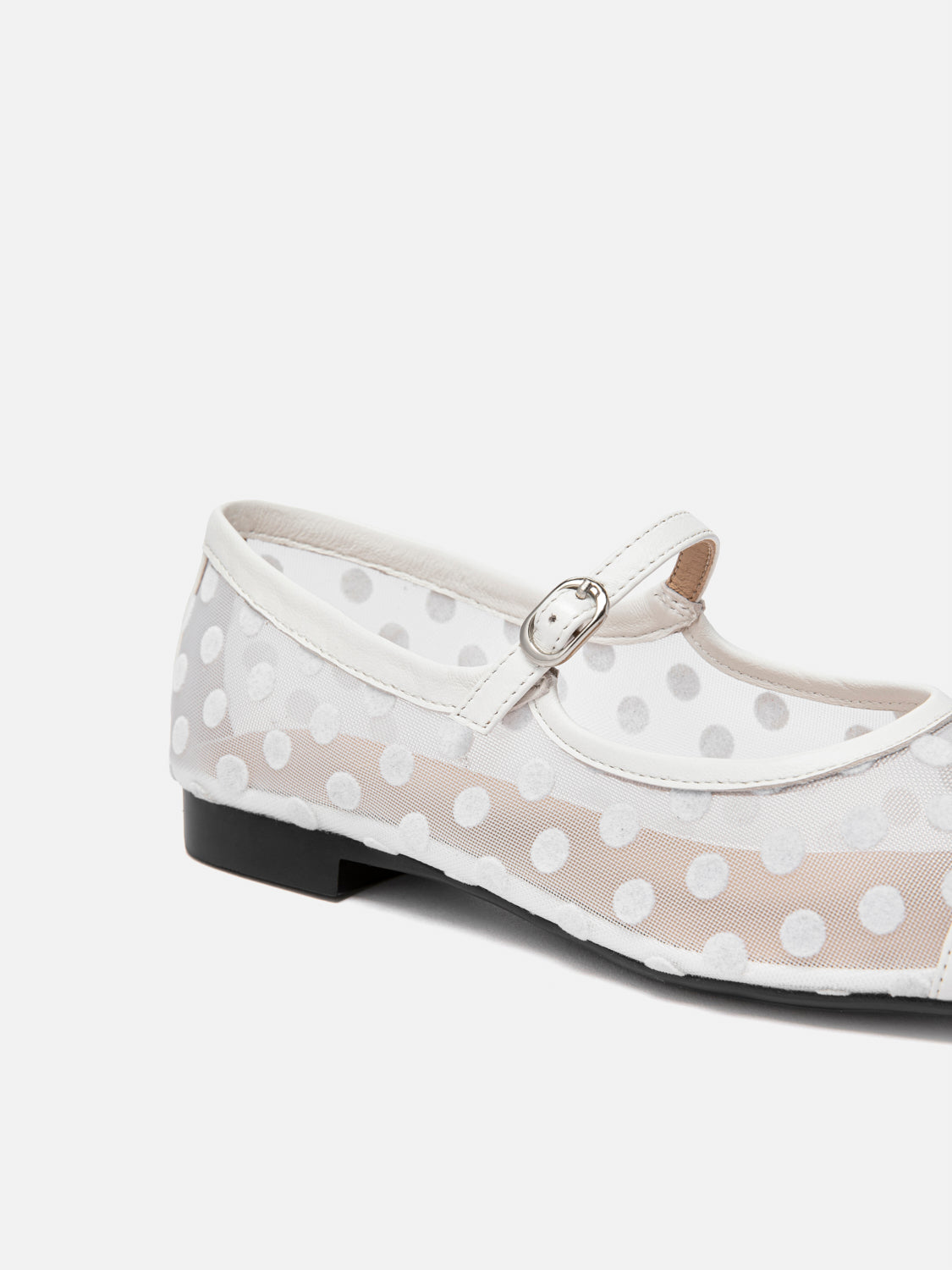 PAZZION, Kenzie Polka Dot Mesh Mary Janes, Beige