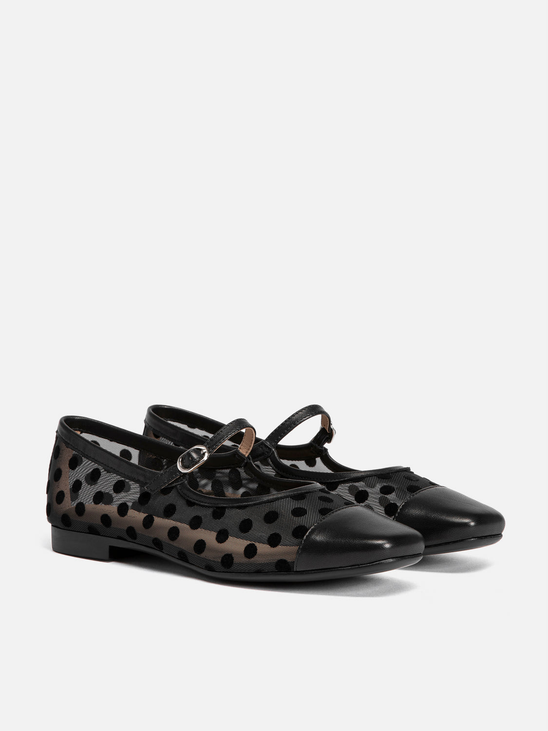 PAZZION, Kenzie Polka Dot Mesh Mary Janes, Black