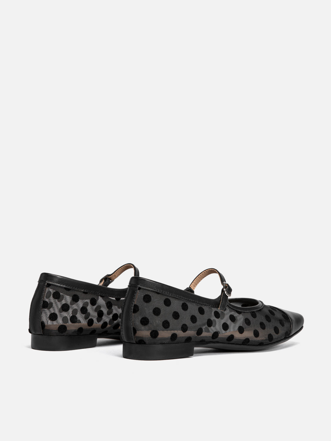 PAZZION, Kenzie Polka Dot Mesh Mary Janes, Black