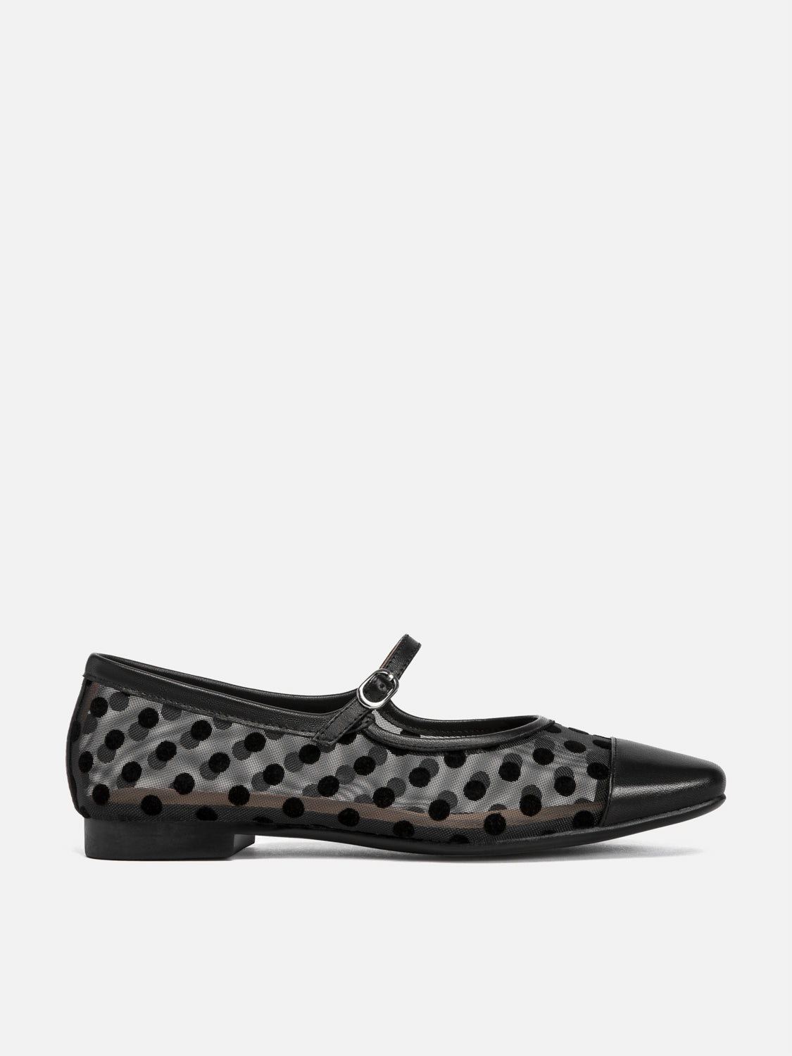 PAZZION, Kenzie Polka Dot Mesh Mary Janes, Black