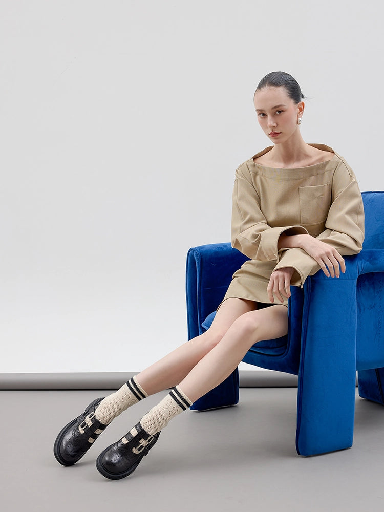 PAZZION, Kimora Double Buckle Brogue Loafers, Black