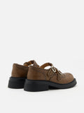 PAZZION, Kimora Double Buckle Brogue Loafers, Khaki