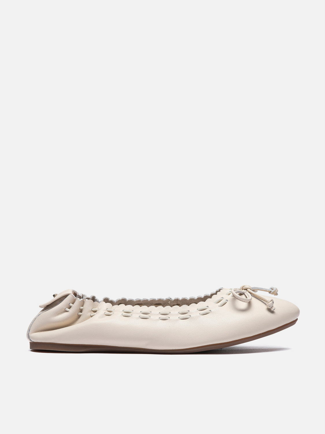 PAZZION, Kyraline Bow-Tied Leather Flats, Beige
