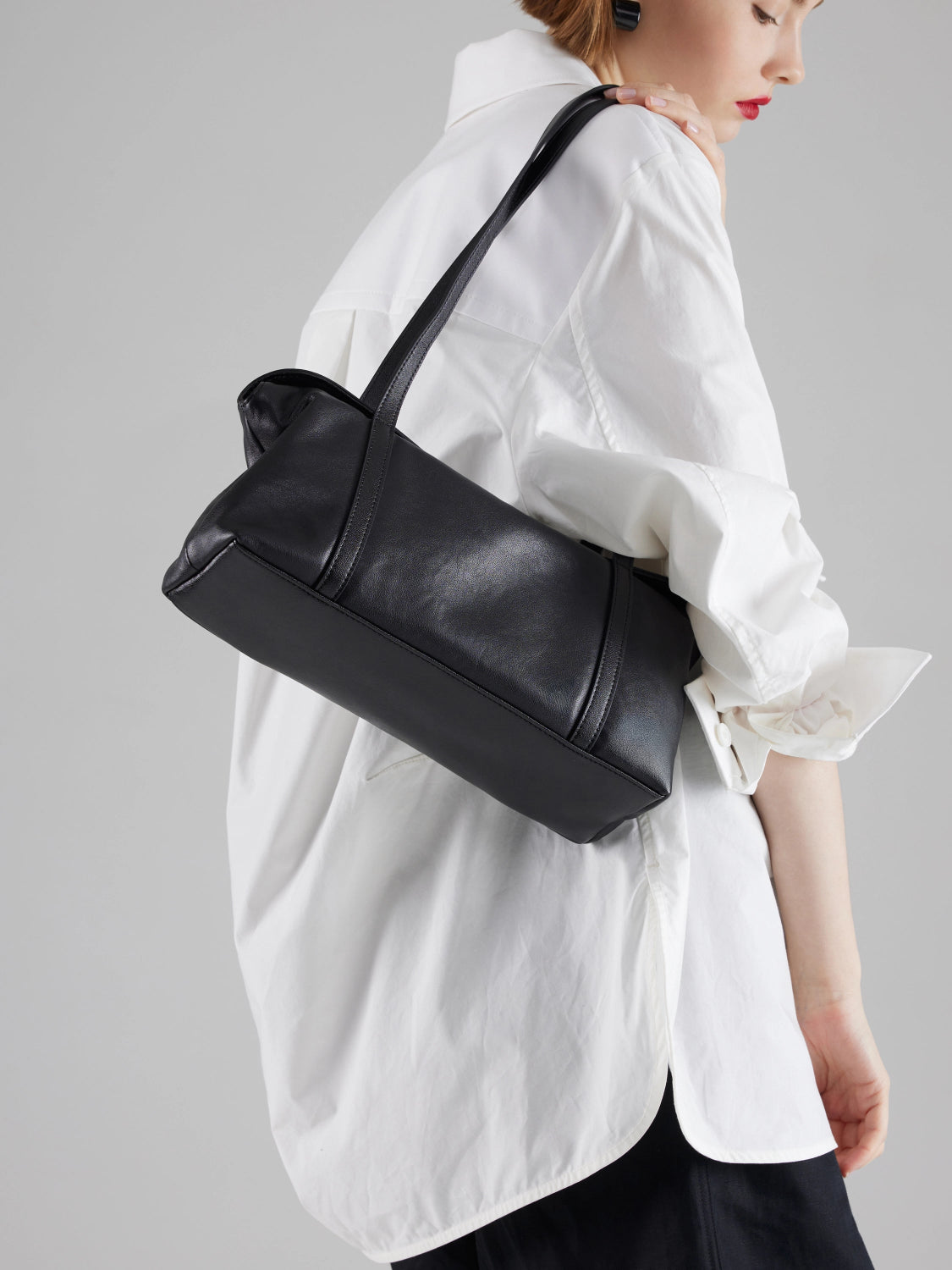 PAZZION, Kyravelle Leather Shoulder Bag, Black