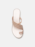 PAZZION, Lauren Glistening Embellished Leather Slide Sandals, Champagne