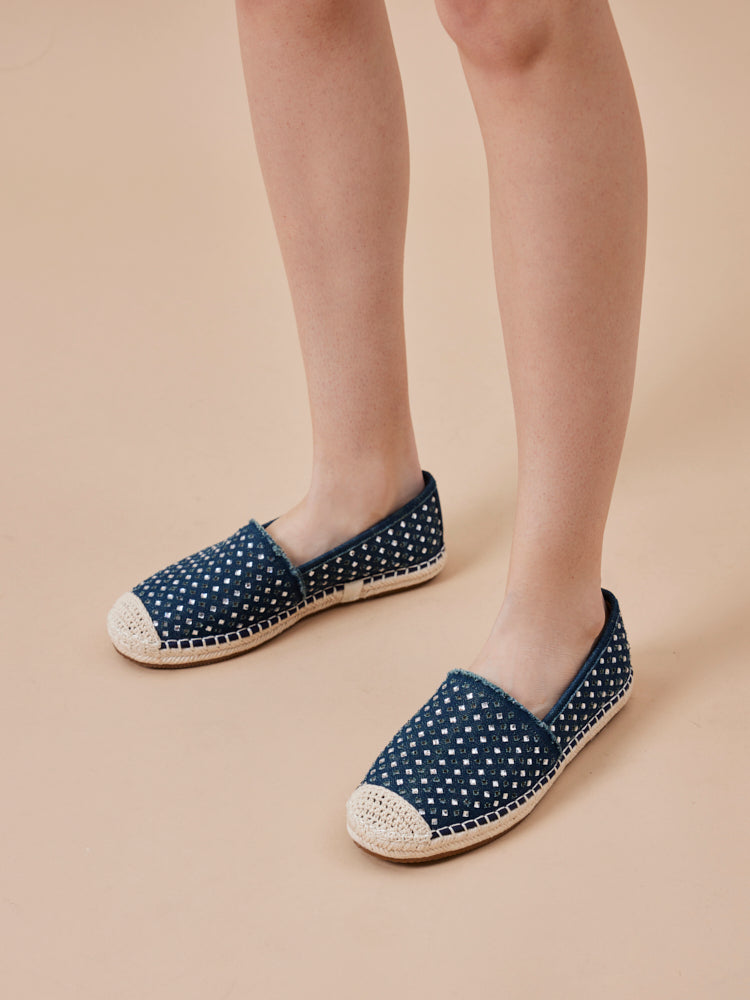 PAZZION, Lela Crystal Studded Espadrilles, Darkblue