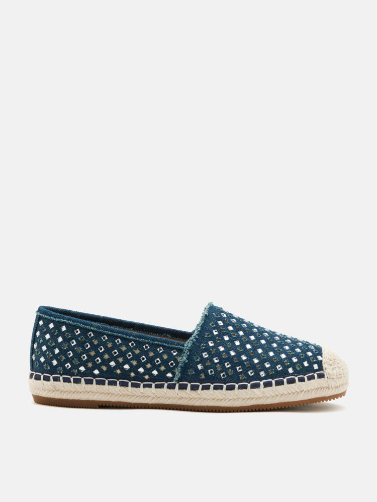 PAZZION, Lela Crystal Studded Espadrilles, Darkblue