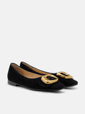 PAZZION, Lennox Buckled Square Toe Flats, Black