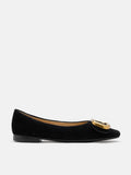 PAZZION, Lennox Buckled Square Toe Flats, Black