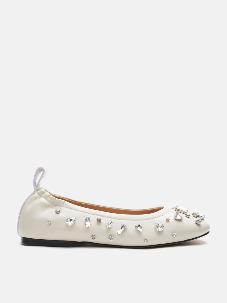 PAZZION, Levante Gem Embelished Flats, Beige