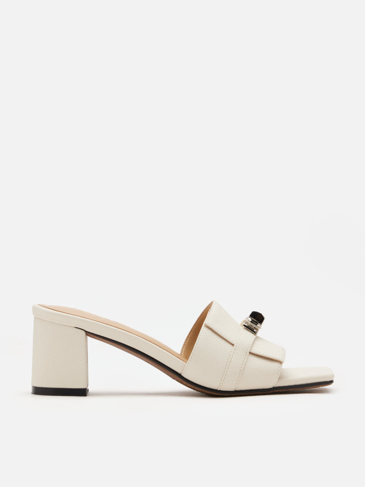 PAZZION, Lexley Twist Lock Accent Sandal Heels, Beige