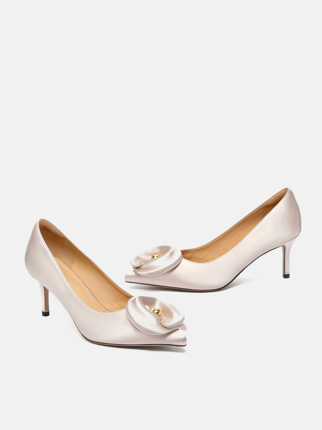PAZZION, Lilia Pointed Toe Silk Heels, Champagne