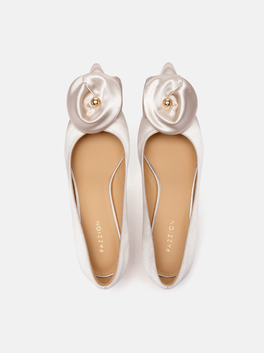 PAZZION, Lilia Pointed Toe Silk Heels, Champagne