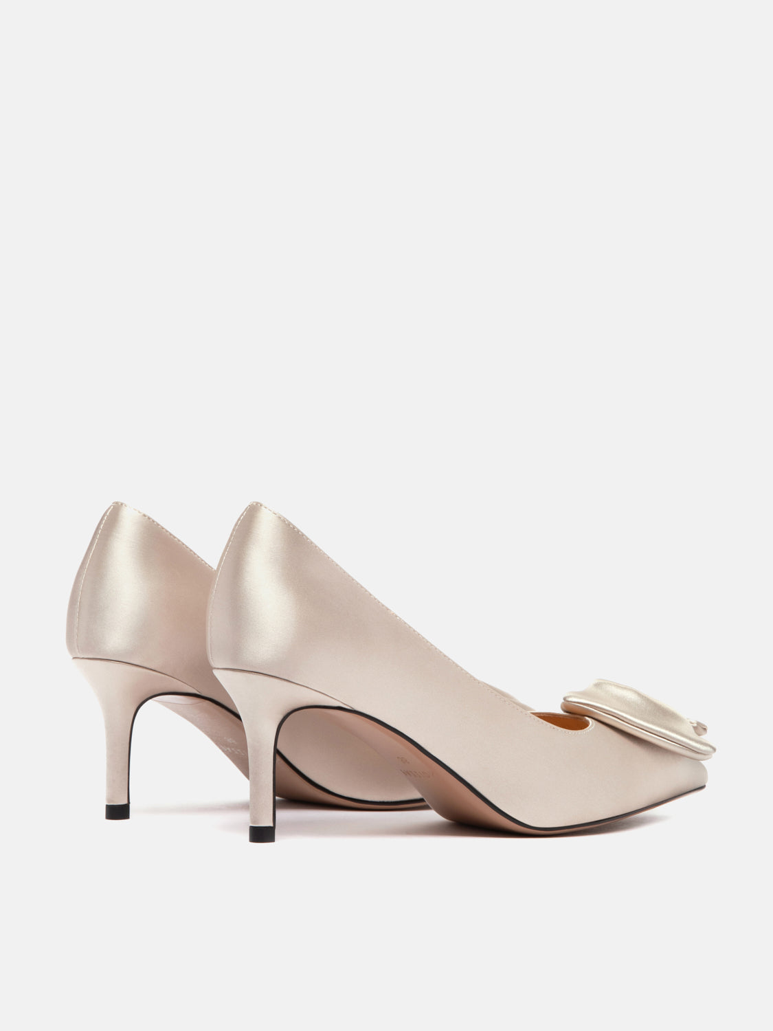 PAZZION, Lilia Pointed Toe Silk Heels, Champagne