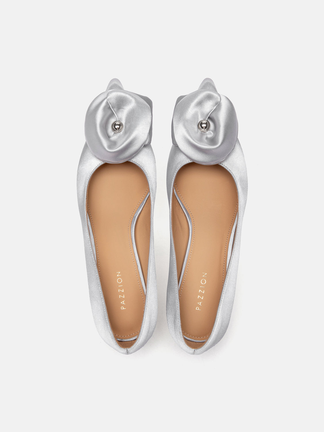 PAZZION, Lilia Pointed Toe Silk Heels, Silver