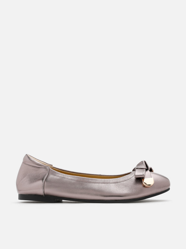 SALE Lilith Polished Silver Ballet Flats PAZZION