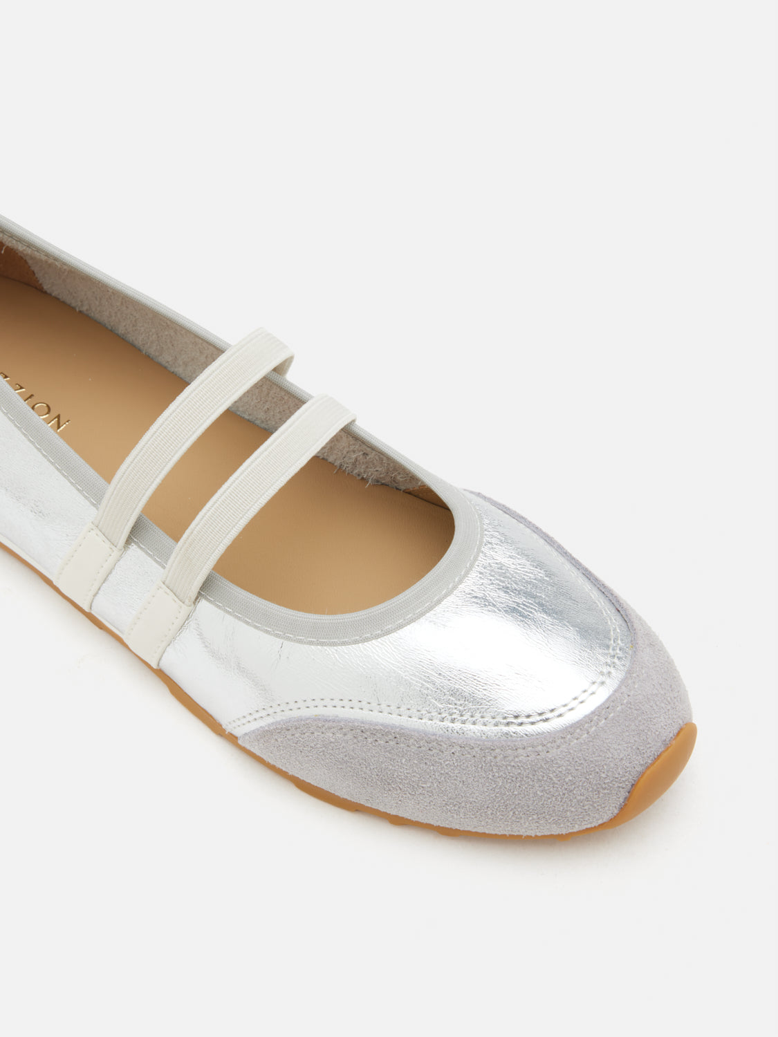 PAZZION, Liravelle Double-Strap Suede Mary Janes, Silver