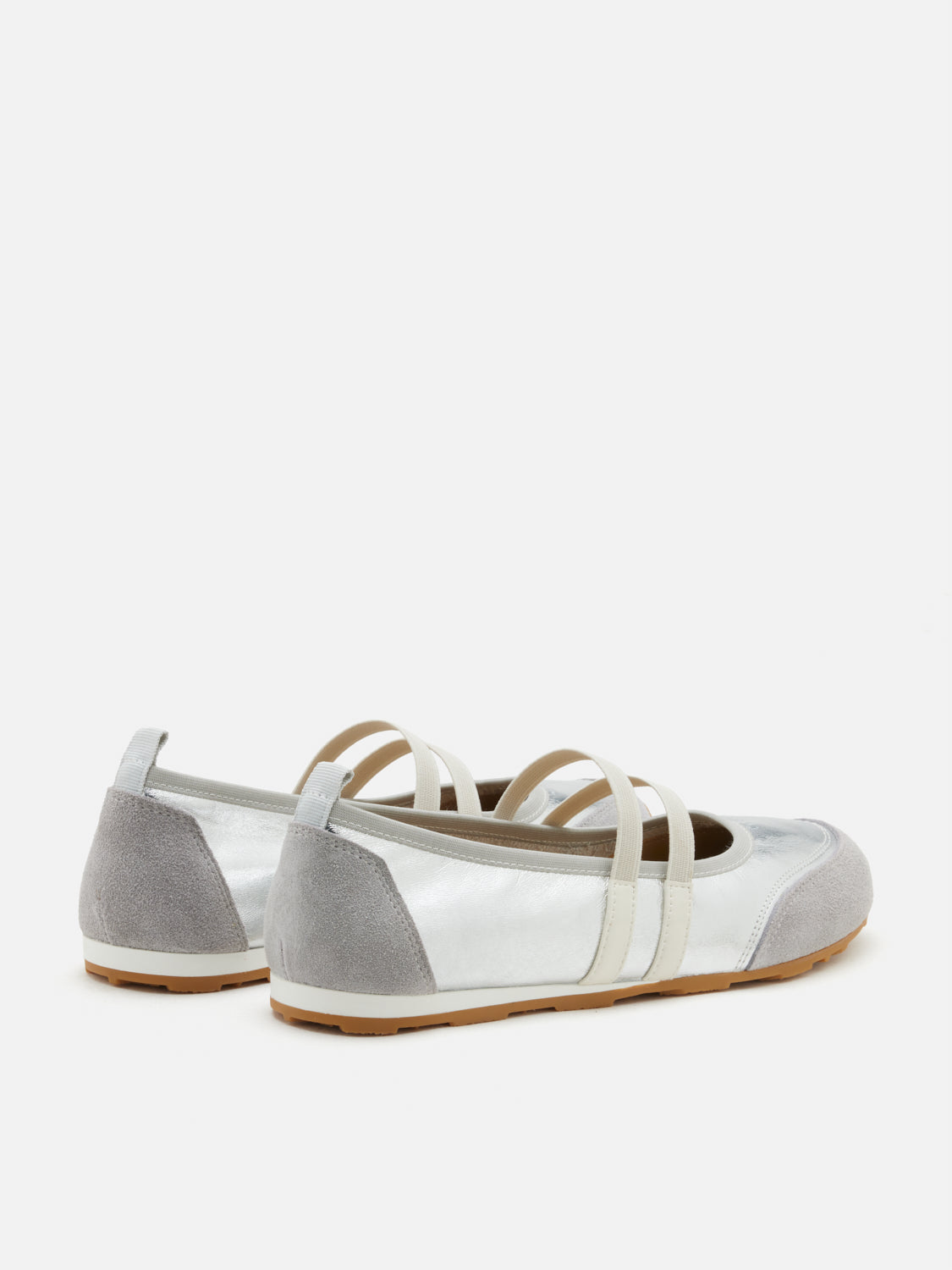 PAZZION, Liravelle Double-Strap Suede Mary Janes, Silver