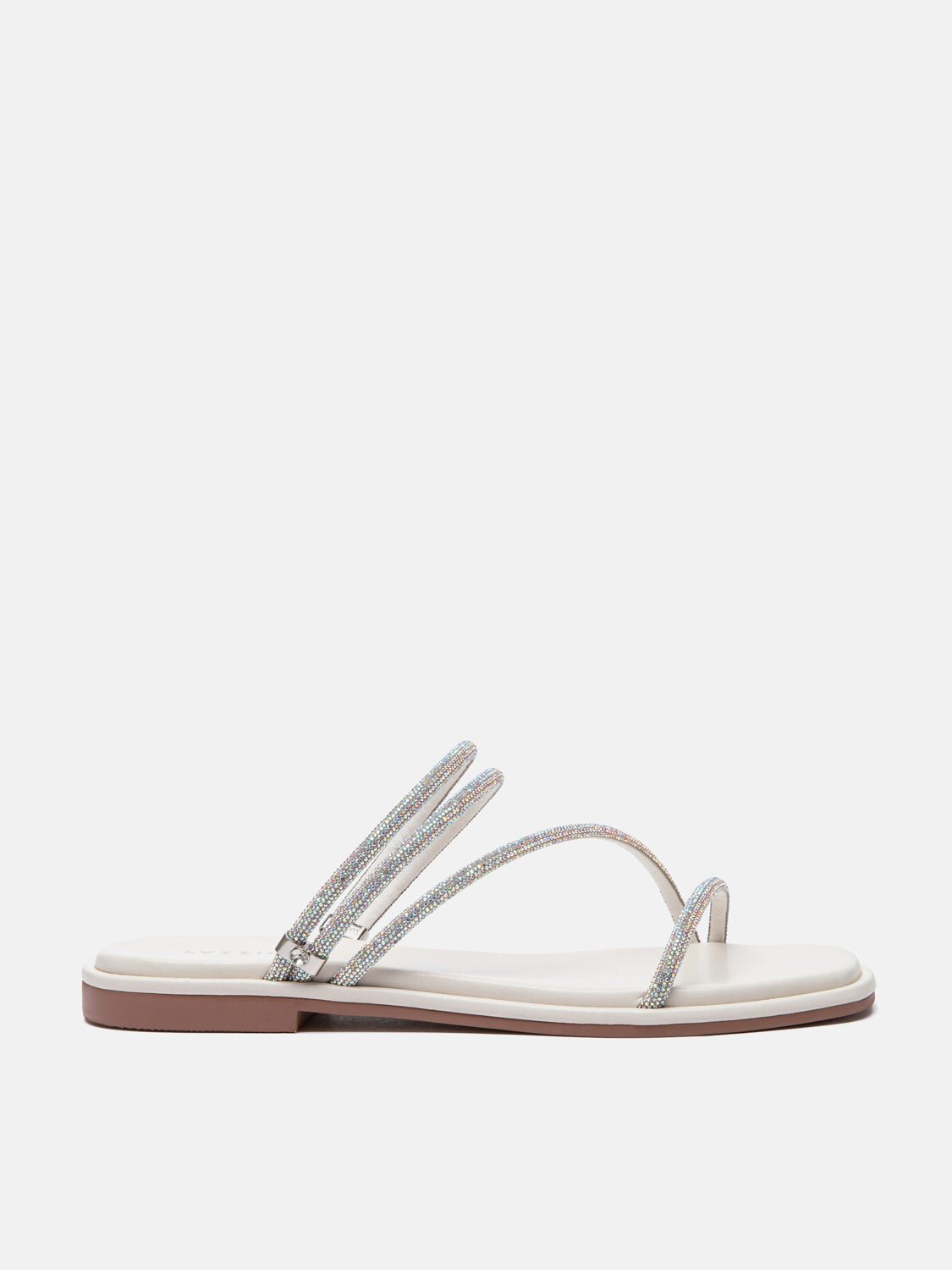 PAZZION, Lola Crystal Strap Sandals, Beige