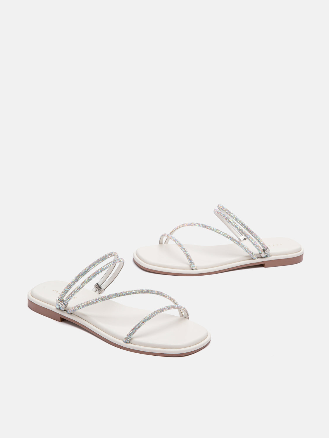 PAZZION, Lola Crystal Strap Sandals, Beige