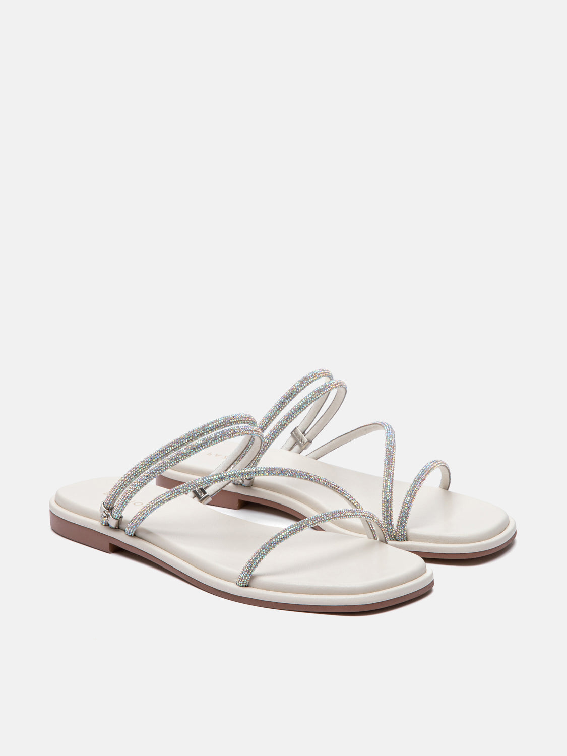 PAZZION, Lola Crystal Strap Sandals, Beige