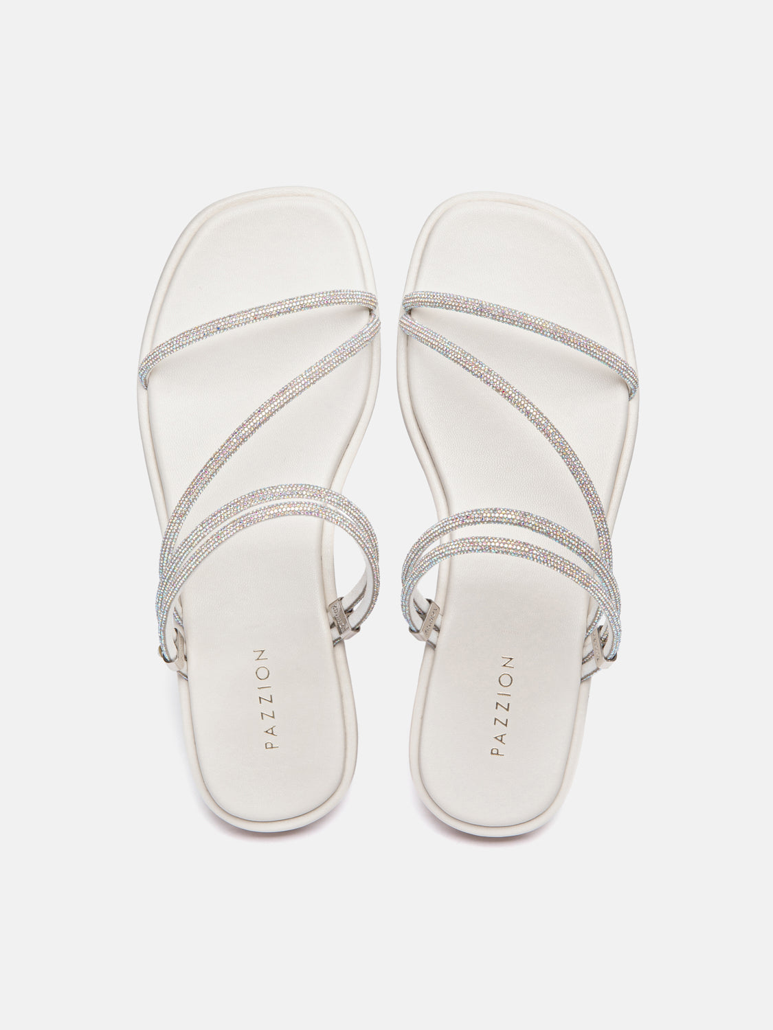 PAZZION, Lola Crystal Strap Sandals, Beige