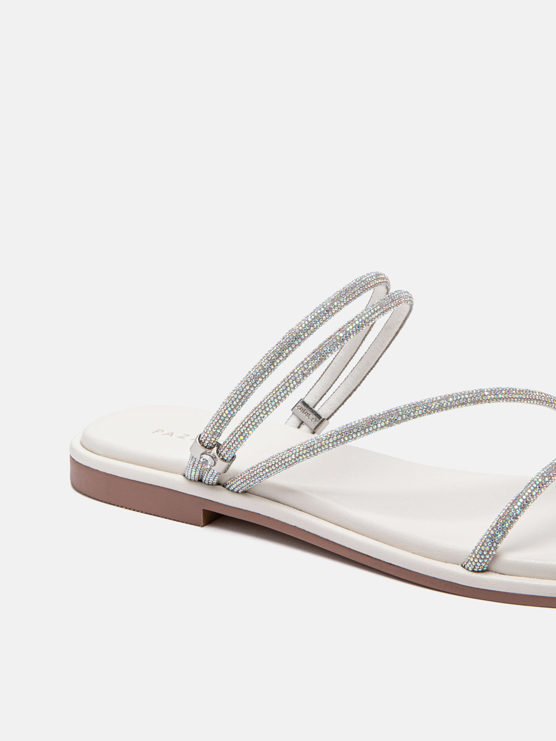PAZZION, Lola Crystal Strap Sandals, Beige