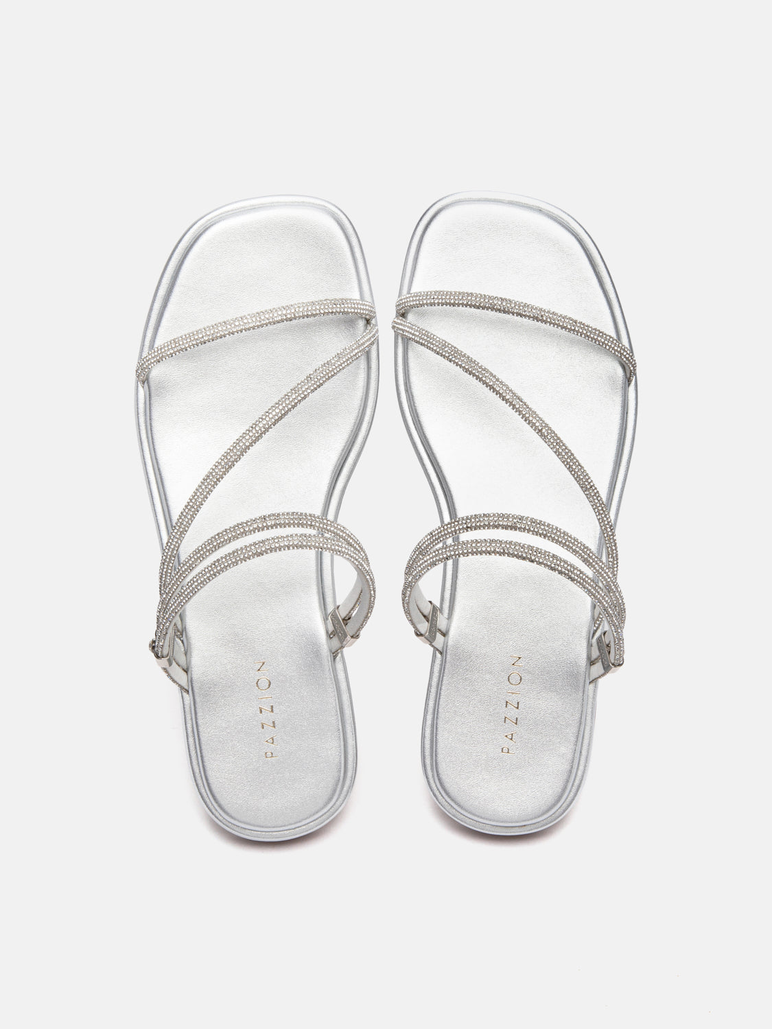 PAZZION, Lola Crystal Strap Sandals, Silver