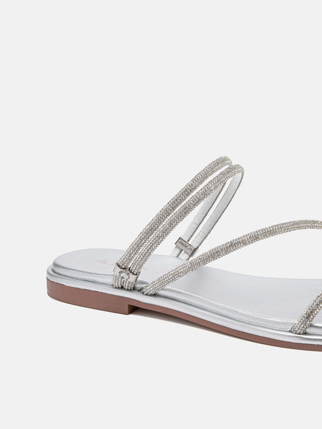 PAZZION, Lola Crystal Strap Sandals, Silver