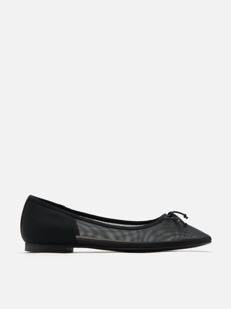 PAZZION, Lourdes Bow Mesh Flats, Black